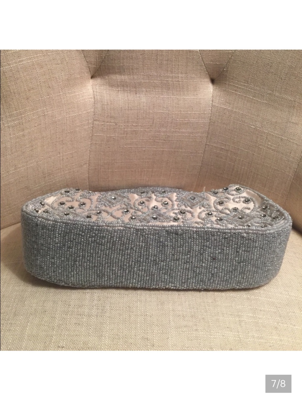 Preston & York Vintage Silver Beaded & Embellished Evening Clutch Handbag - Picture 7 of 13